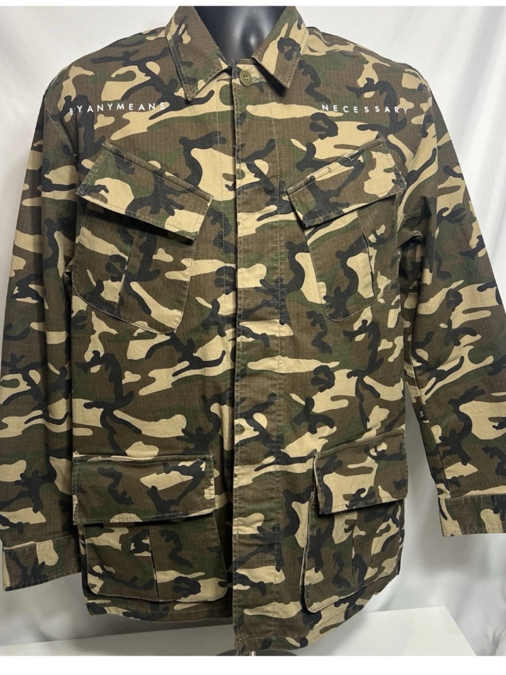 DIM MAK Green Camouflage military shirt jacket in cotton back print Size M